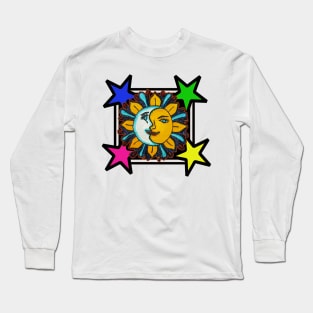 Sun and Moon together with stars Long Sleeve T-Shirt